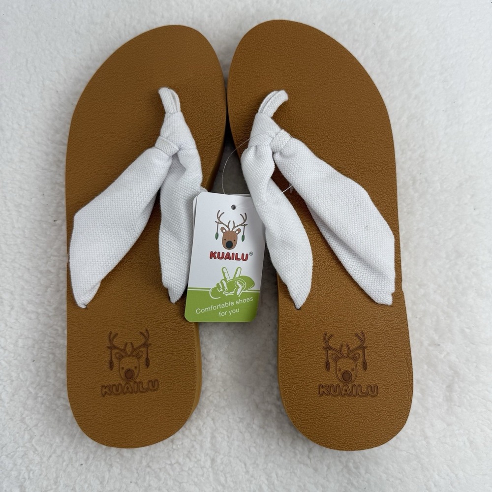KuaiLu Women's Flip Flops Arch Support Beach Sandals Size 8.5 Cloth Thong NEW